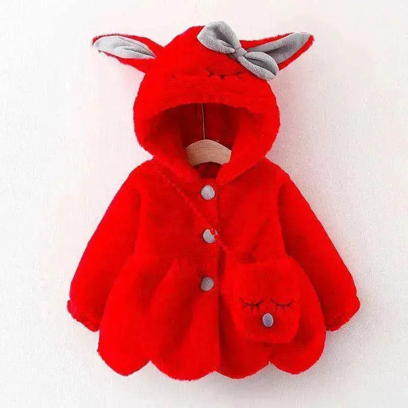 Cartoon Coat Hooded Baby Girl Toddler Fur - Velora