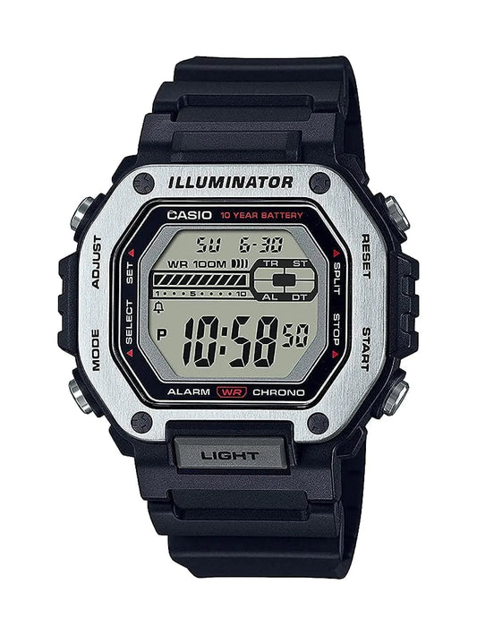 Casio LED Illuminator Dual-Time 1/100-Second Stopwatch w/ 5 Multi-Function Alarms MWD-110H-1AV - Velora Luxury Fashion