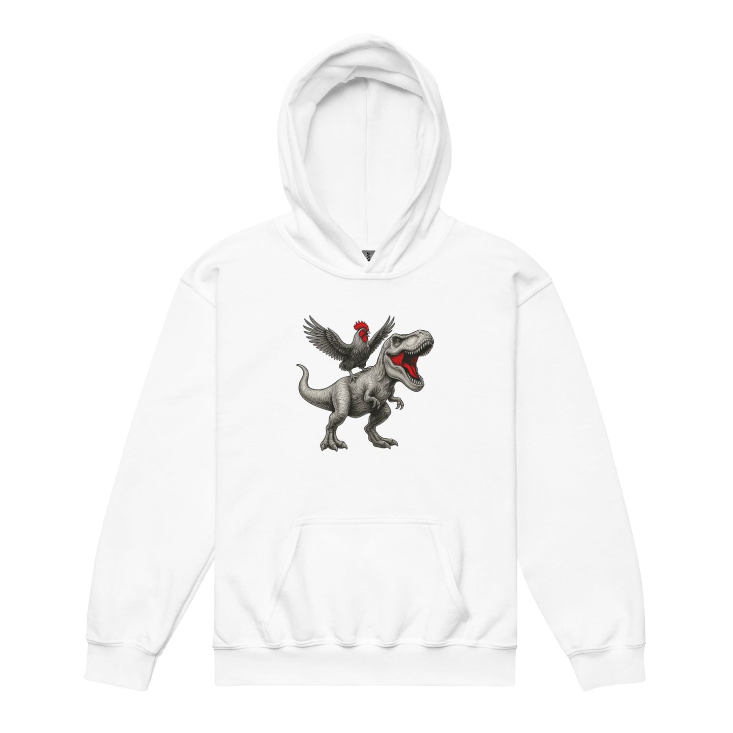Chickasaurous Tyrannosaurs Pecks Youth heavy blend bunny hug (hoodie) - Velora Luxury Fashion