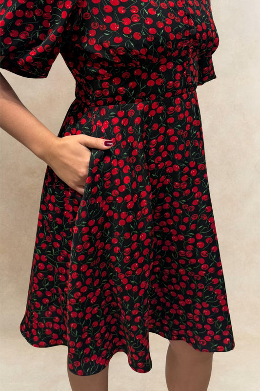 Cindy Black Cherry Fit and Flare Dress Flowy Sleeves - Velora Luxury Fashion