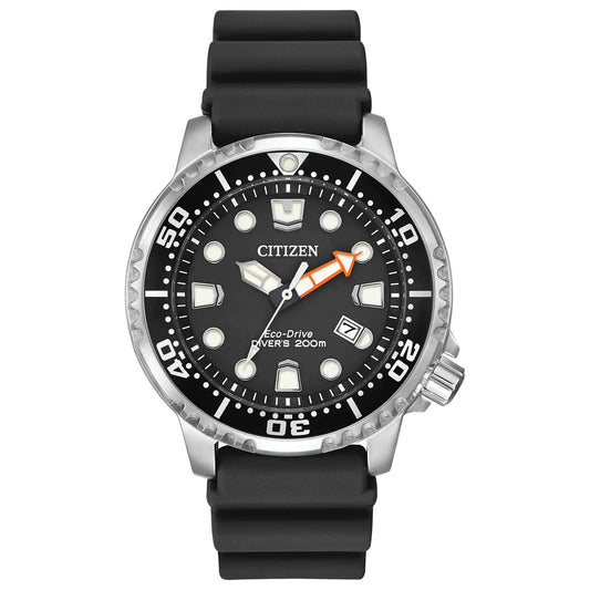 Citizen Promaster Dive Eco-Drive Watch 3-Hand Date ISO Certified Luminous Hands and Markers Rotating Bezel Black/Stainless (Model: BN0150-28E) - Velora Luxury Fashion