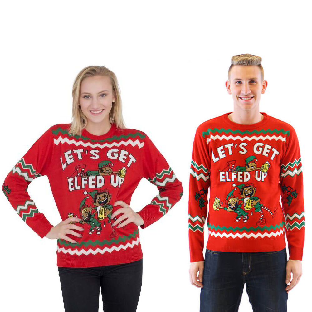 Couple - Let Get Elfed Up Drunken Elves Sweater - Velora Luxury Fashion