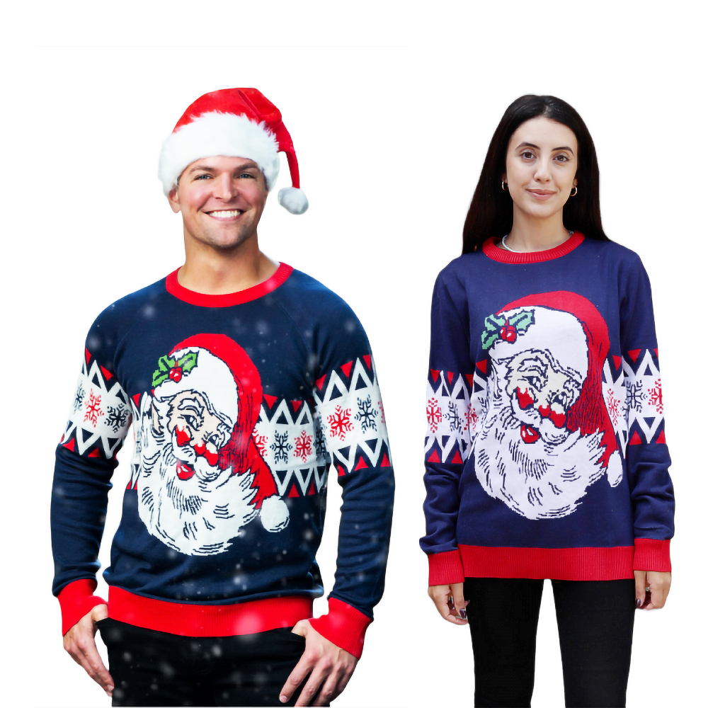 Couple - Vintage Laughing Santa Sweater - Velora Luxury Fashion