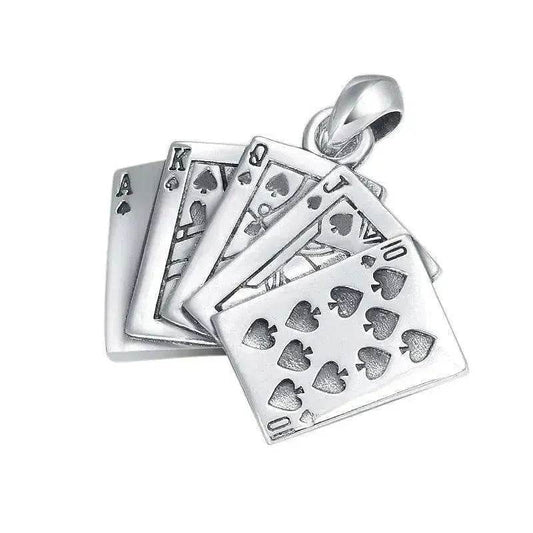 Creative Flush Poker S925 Sterling Silver Pendant - Velora