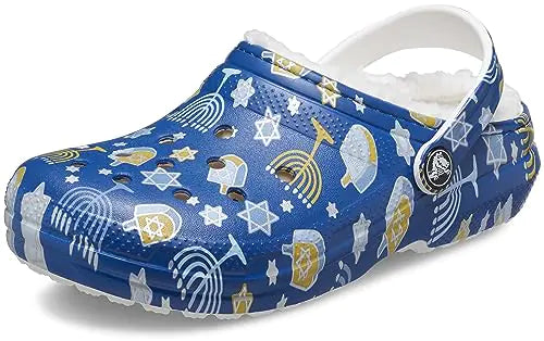 Crocs Unisex Classic Holiday Lined Clogs Fuzzy Slippers Hanukkah Numeric_2 US Men - Velora Luxury Fashion