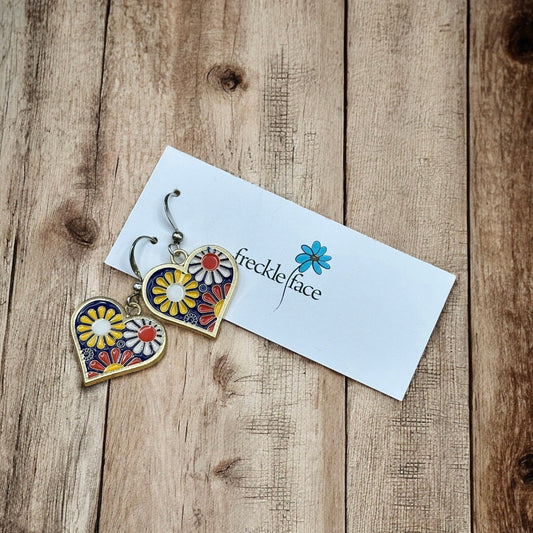 Retro Flower Power Earrings – Colorful Enamel Dangles, Hypoallergenic & Lightweight - Velora