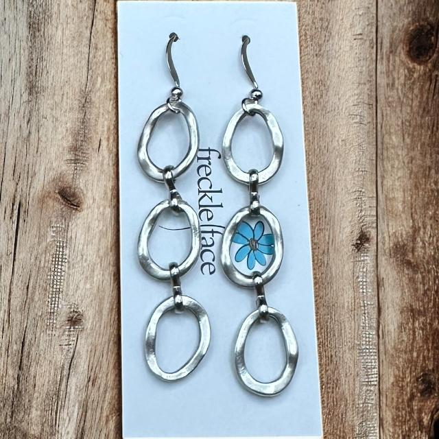 Wavy Hoop Drop Earrings – Matte Silver Asymmetrical Hoops, Hypoallergenic - Velora