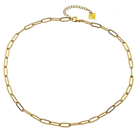 DALIA: Essential Gold Chain Link Paper-Clip Necklace - Velora Luxury Fashion
