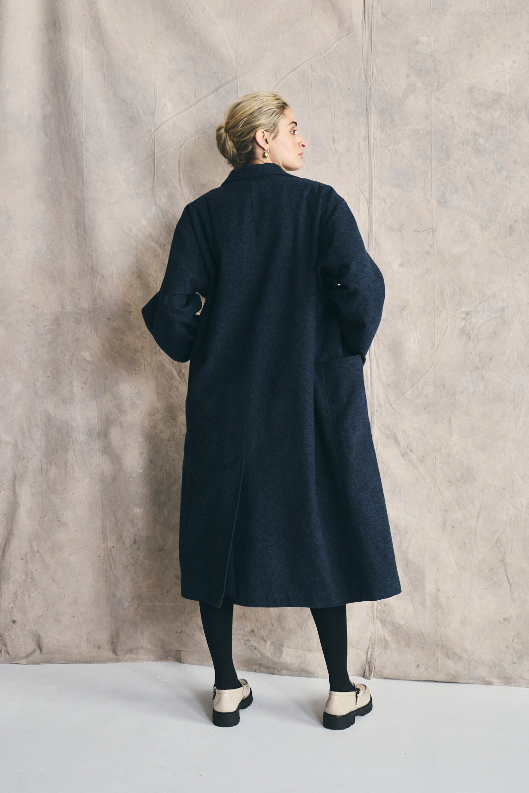 Relaxed Overcoat - Mixed Blue Devlyn van Loon