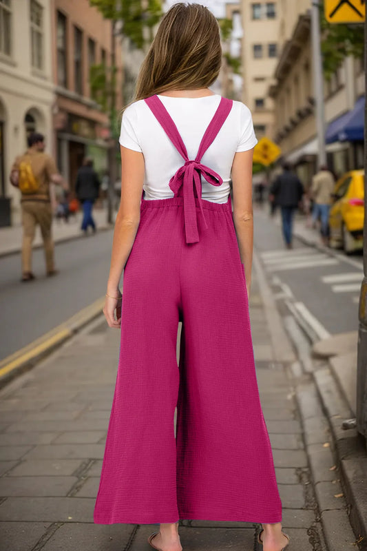 Double Take Full Size Wide Leg Overalls with Pockets - Velora Luxury Fashion