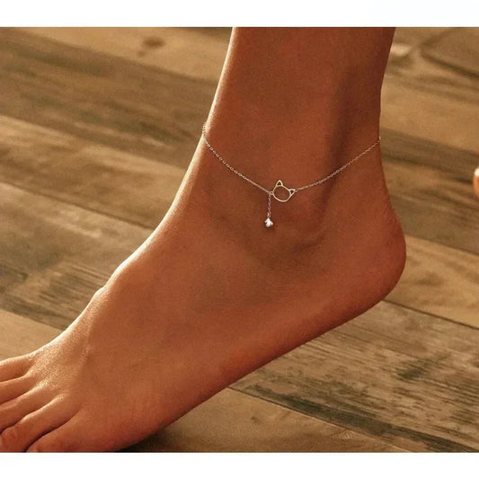 Elegant 925 Sterling Silver Bell And Cat Anklet For Women - Sct003 - Velora Luxury Fashion