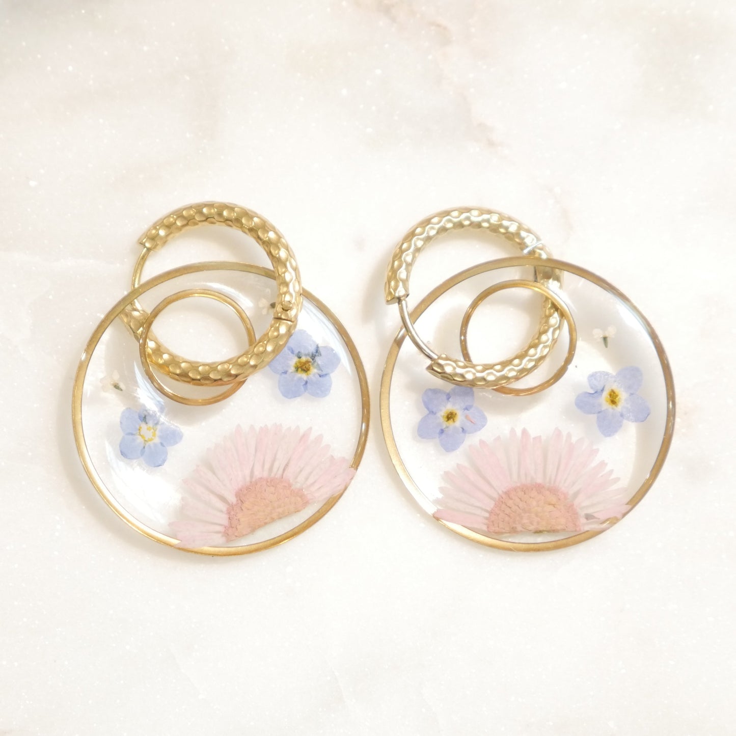 Boucles d'oreilles Thalia rose et bleu- rond - (XL) - Velora