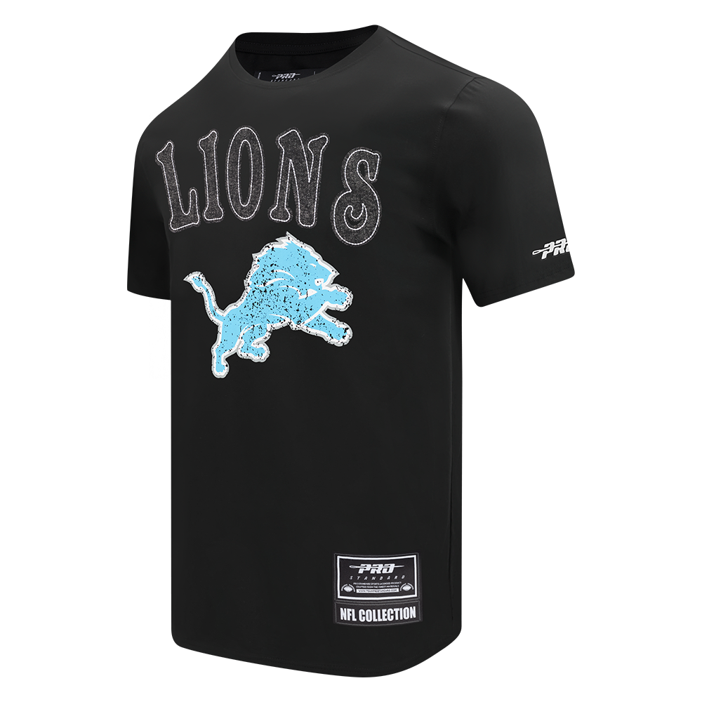 NFL DETROIT LIONS REBEL ATHLETICS STACKED LOGO MEN'S SJ TEE FDL1411039-BLK - Velora