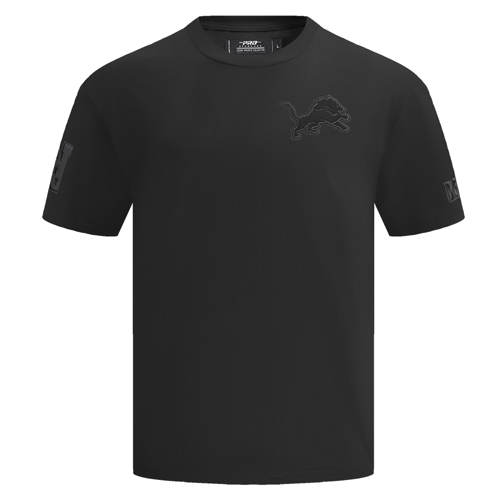 NFL DETROIT LIONS NEUTRAL MEN'S COTTON JERSEY DROP SHOULDER TEE FDL145314-BLK - Velora