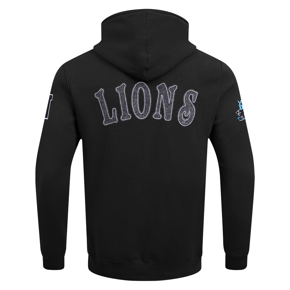 NFL DETROIT LIONS REBEL ATHLETICS MEN'S FLEECE PULL OVER HOODIE FDL5411041-BLK - Velora