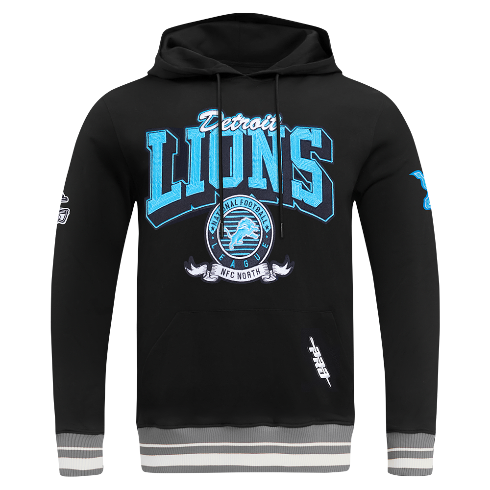 NFL DETROIT LIONS TEAM BADGE MEN'S RIB FLC PO HOODIE FDL5411045-BGY - Velora