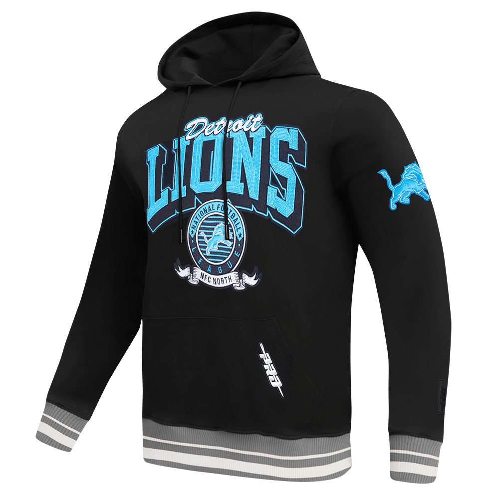 NFL DETROIT LIONS TEAM BADGE MEN'S RIB FLC PO HOODIE FDL5411045-BGY - Velora