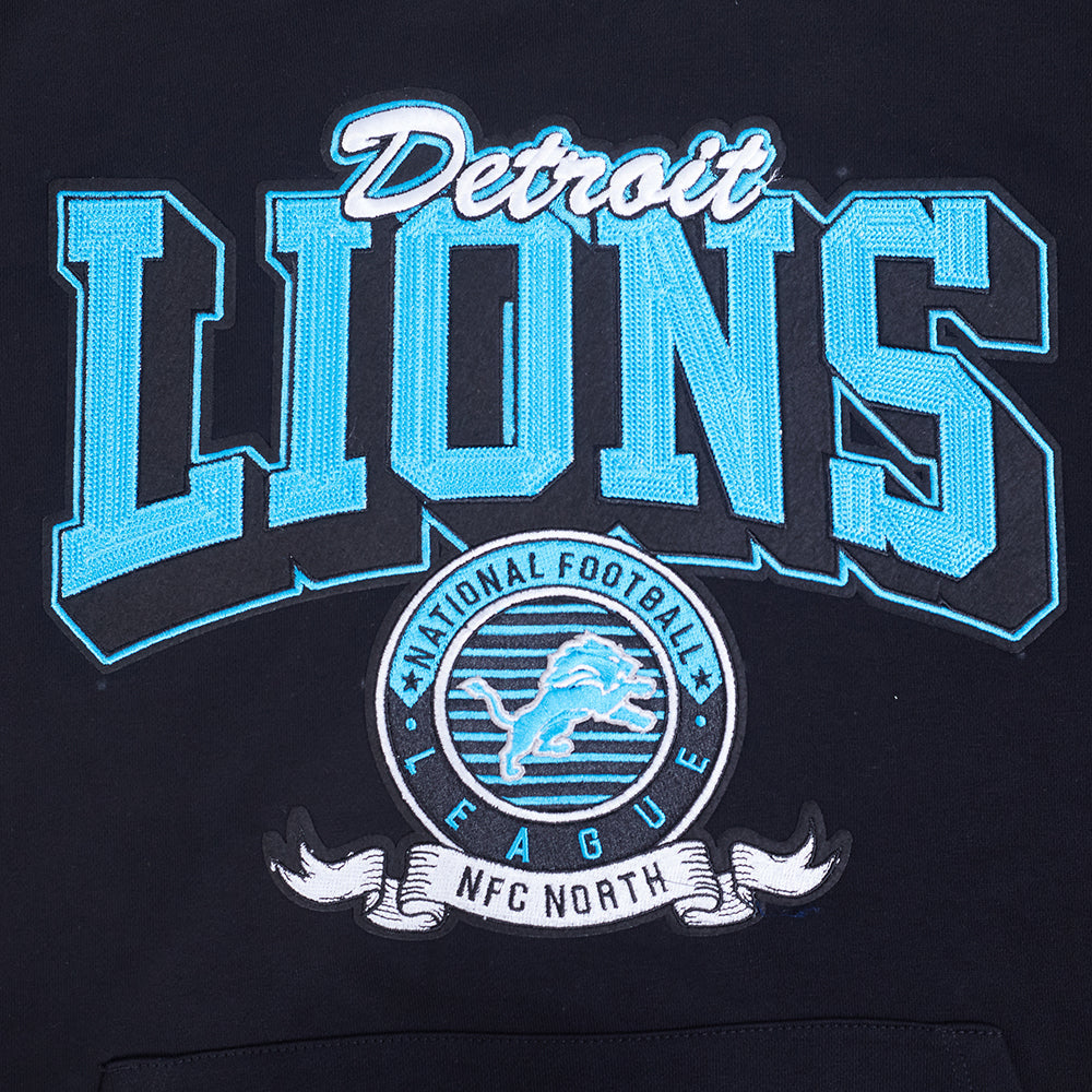 NFL DETROIT LIONS TEAM BADGE MEN'S RIB FLC PO HOODIE FDL5411045-BGY - Velora