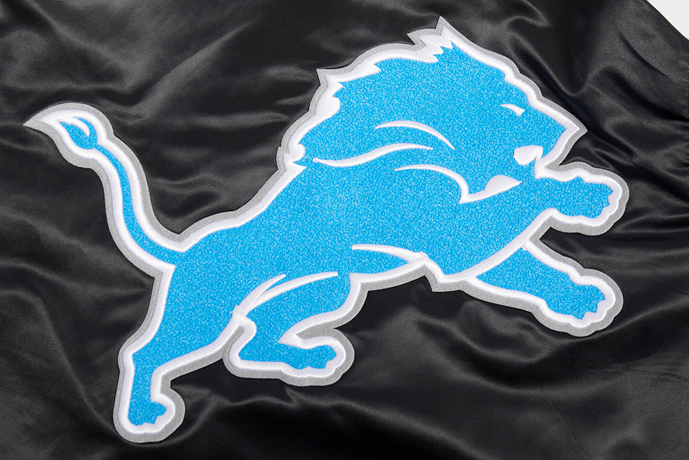 NFL DETROIT LIONS MASHUP MEN'S RIB SATIN JACKET FDL6410476-BLK - Velora