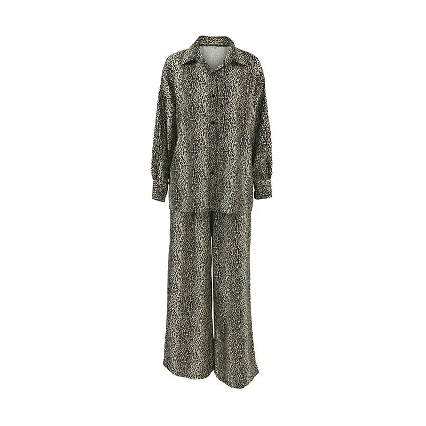 Fashionable Leopard Print Loose Ice Silk Pajamas For Women EX-STOCK Canada