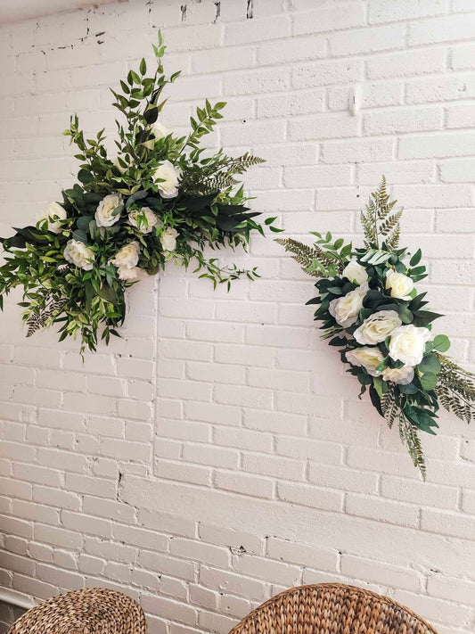 Faux Floral Arch Installation - Whites & Greens - Velora Luxury Fashion