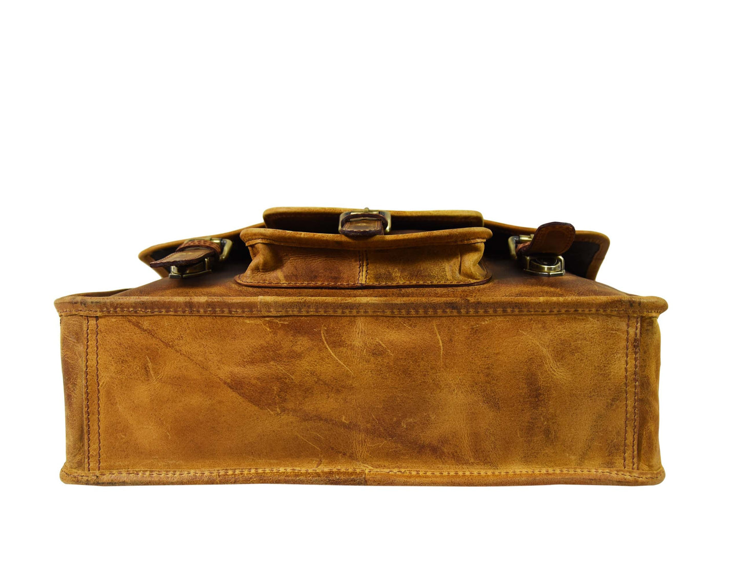 Fresno Leather Portfolio Bag - Caramel Brown - Velora Luxury Fashion