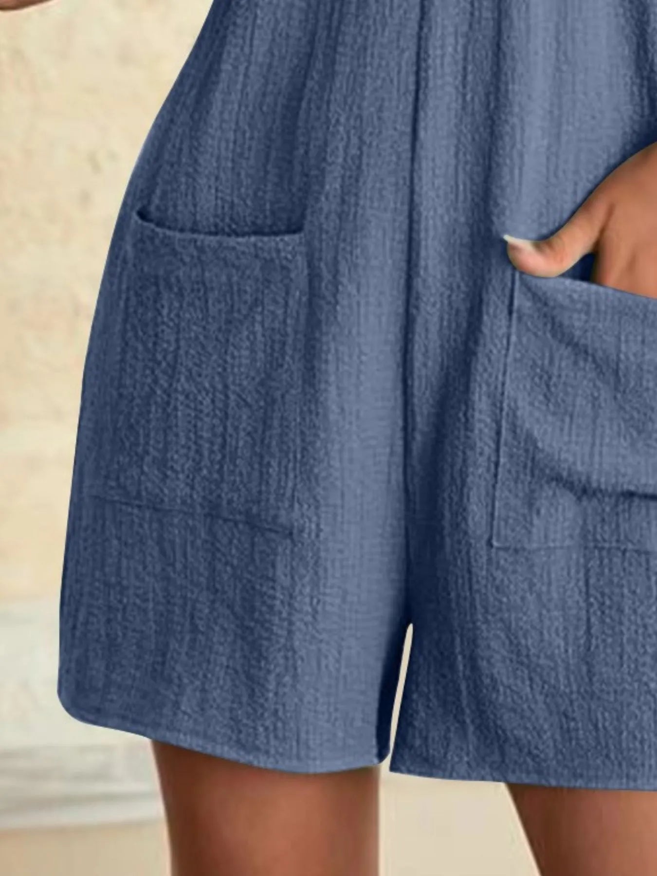 Full Size Knot Strap Romper with Pockets Plus Size - Velora Luxury Fashion