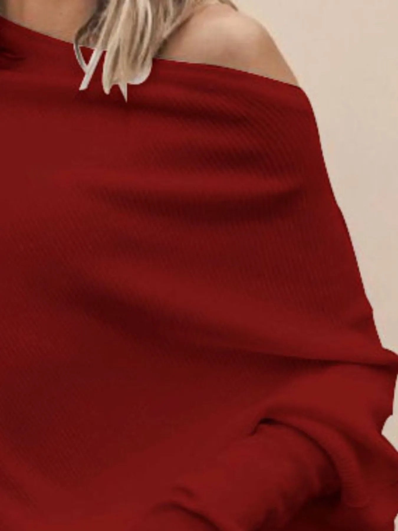 Full Size Single Shoulder Ribbed Knit Top Plus Size - Velora Luxury Fashion