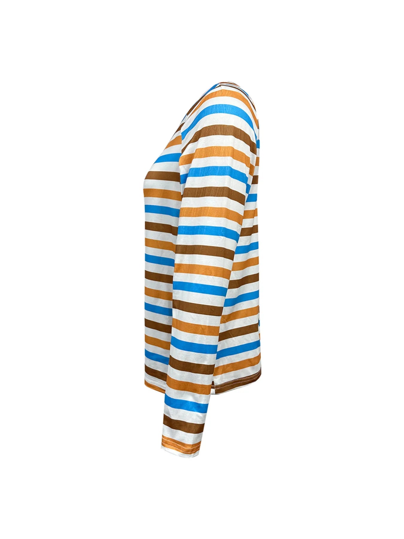 Full Size Striped Long Sleeve Casual Top Plus Size - Velora Luxury Fashion