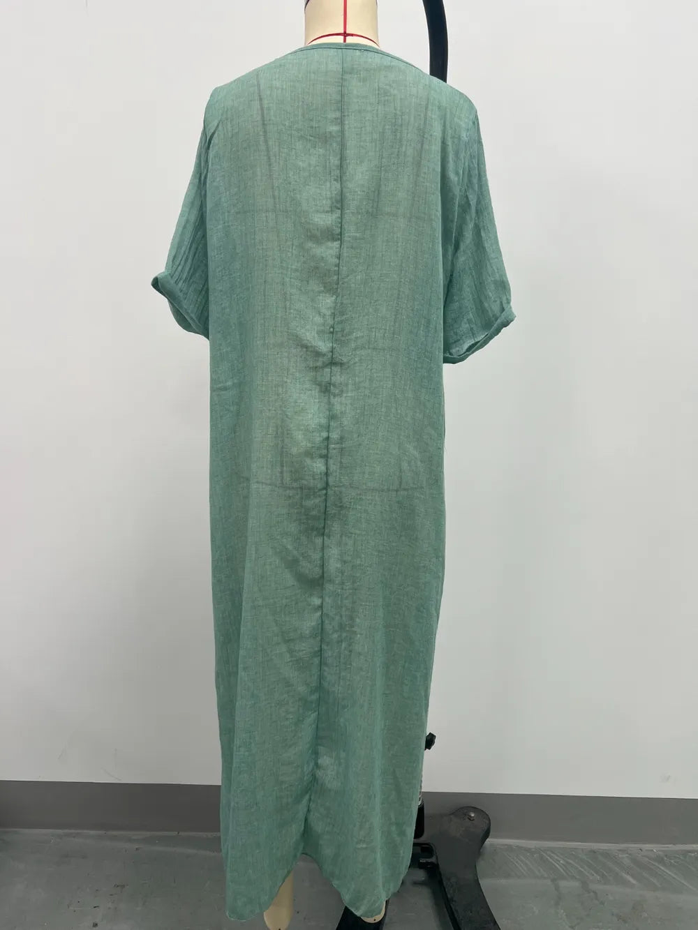 Full Size V-Neck Short Sleeve Midi Dress Plus Size - Velora Luxury Fashion