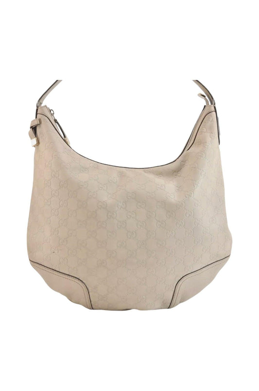 GUCCI Princy Guccissima GG Leather Shoulder Bag 162882 White 7406K - Velora Luxury Fashion