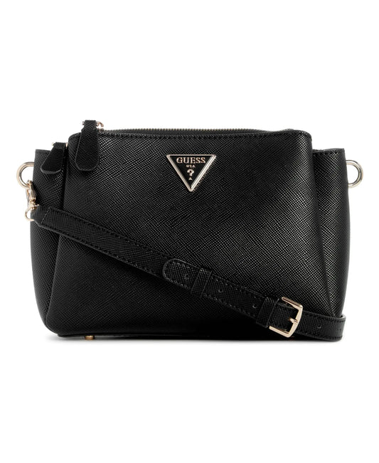 GUESS Noelle Triple Compartment Crossbody Black - Velora Luxury Fashion