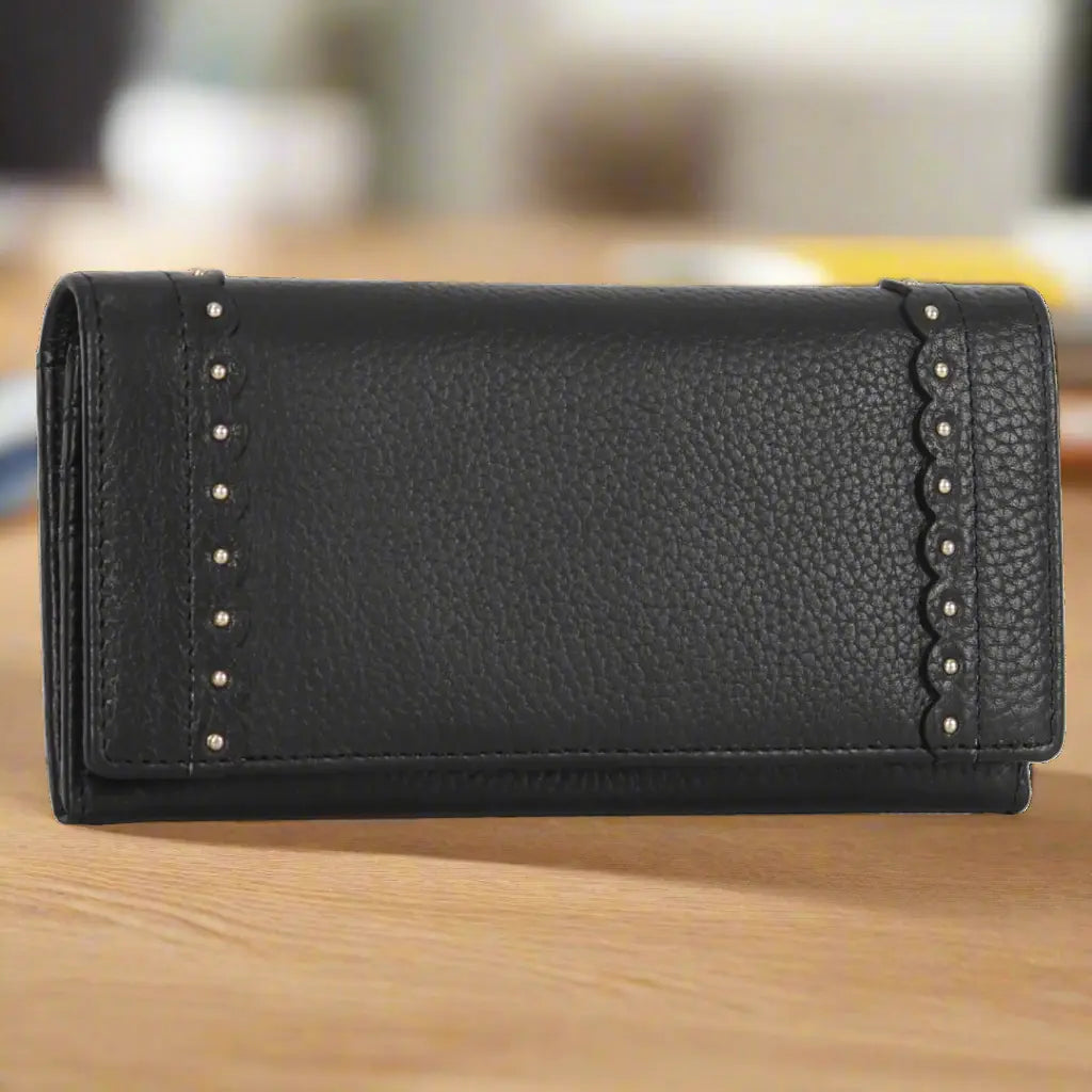 Genuine Leather Wallet with Studded Accent Boutique of Leathers/Open Road
