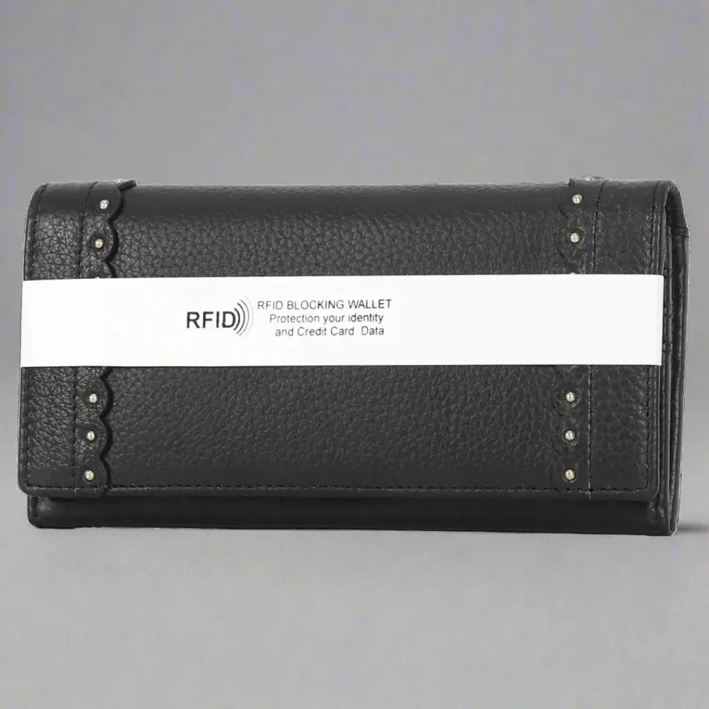 Genuine Leather Wallet with Studded Accent Boutique of Leathers/Open Road