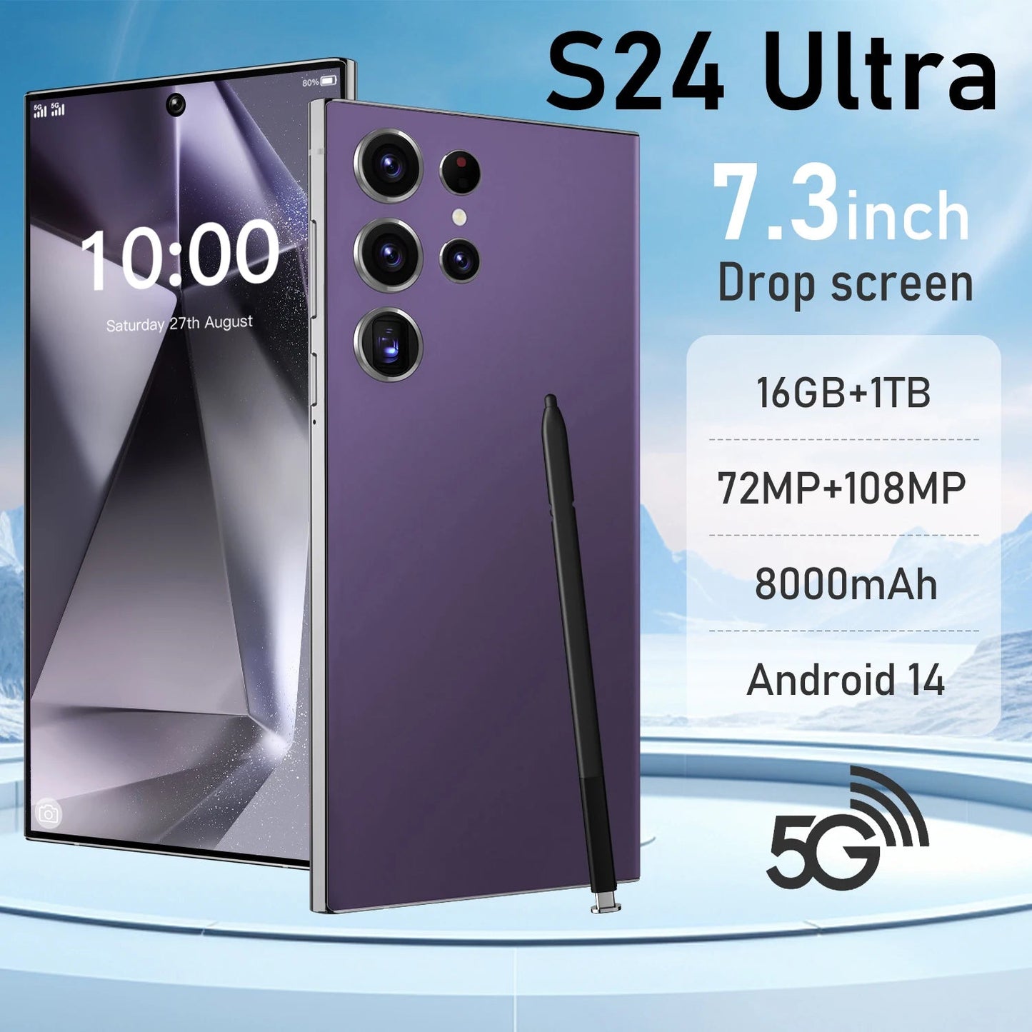 New Mobile Phone 2025 S24 ultra Smartphones 16GB+1TB 5G Dual SIM Professional - Photography 5G Smartphones Built in High Cameras - Velora