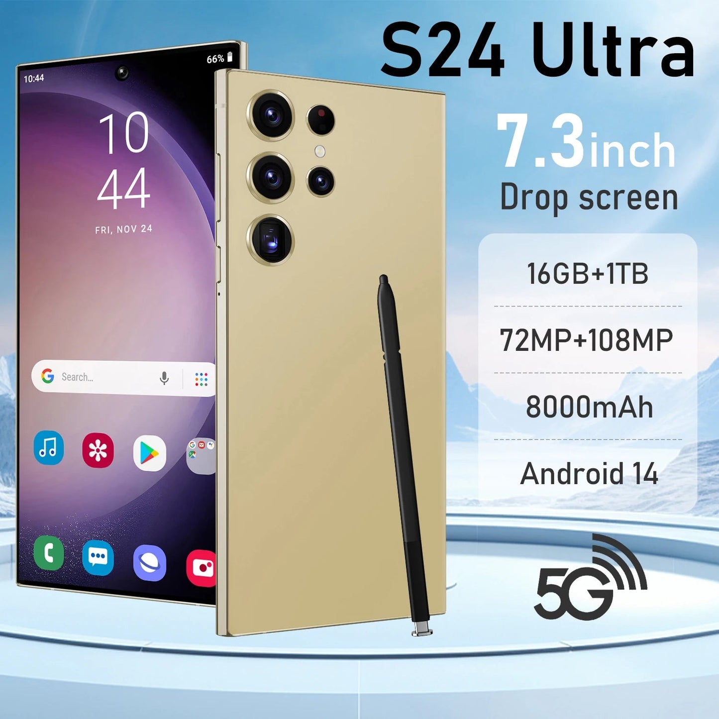Hot Selling S24 Ultra 5G 7.3-Inch HD Screen Original Smart Phone High Quality Sound Smartphones Equipped with Stereo Speakers - Velora