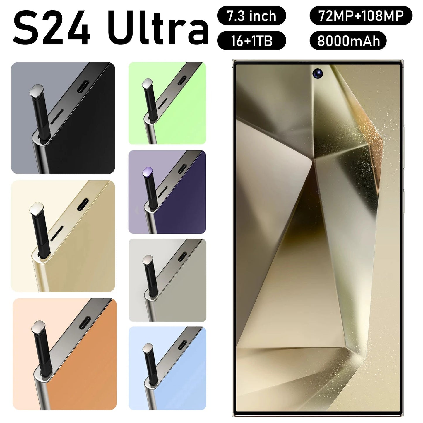 New Mobile Phone 2025 S24 ultra Smartphones 16GB+1TB 5G Dual SIM Professional - Photography 5G Smartphones Built in High Cameras - Velora
