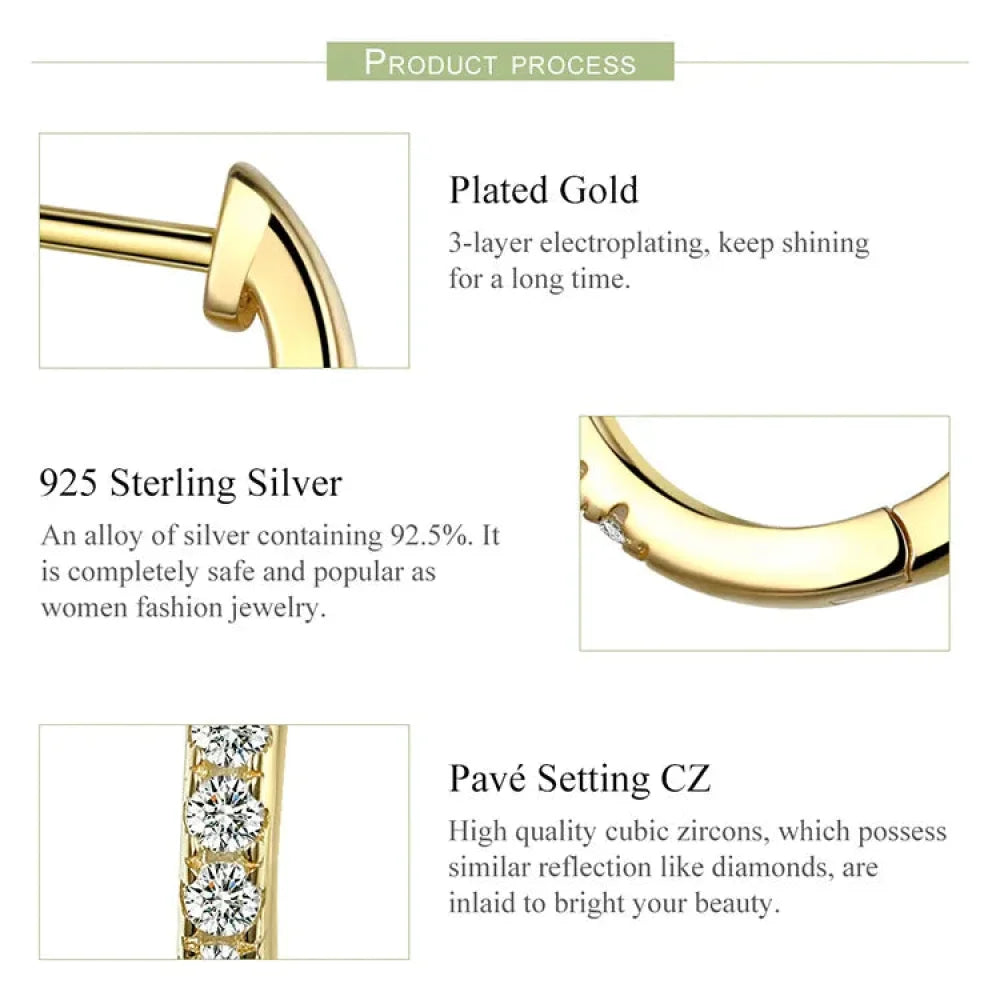 14K Gold Plated 925 Sterling Silver Cubic Zirconia Cuff Earrings - Trendy and Chic - Velora