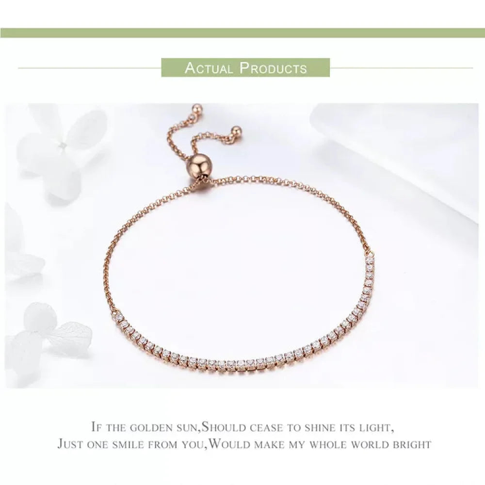14K Gold Plated Cz Tennis Bracelet | Adjustable 925 Sterling Silver Slider Bracelet For Women | Wedding Jewelry Gift - Velora