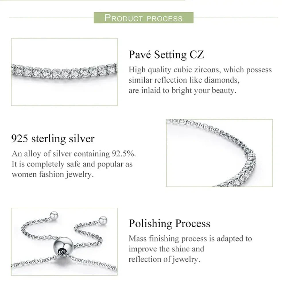 14K Gold Plated Cz Tennis Bracelet | Adjustable 925 Sterling Silver Slider Bracelet For Women | Wedding Jewelry Gift - Velora