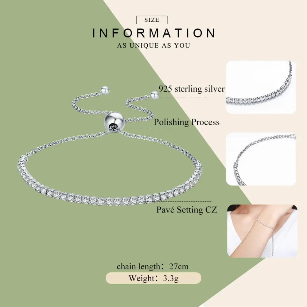 14K Gold Plated Cz Tennis Bracelet | Adjustable 925 Sterling Silver Slider Bracelet For Women | Wedding Jewelry Gift - Velora