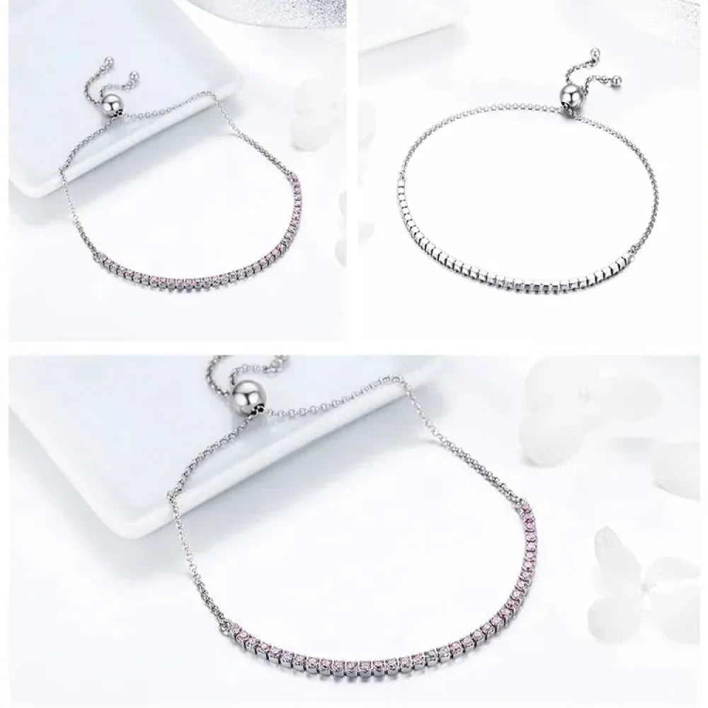 14K Gold Plated Cz Tennis Bracelet | Adjustable 925 Sterling Silver Slider Bracelet For Women | Wedding Jewelry Gift - Velora