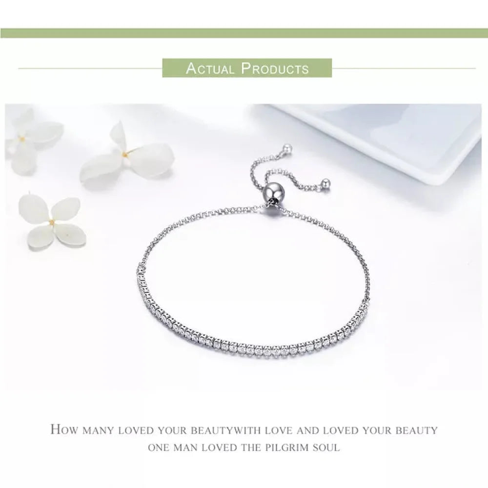 14K Gold Plated Cz Tennis Bracelet | Adjustable 925 Sterling Silver Slider Bracelet For Women | Wedding Jewelry Gift - Velora