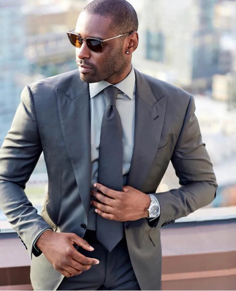Fashion Beige Blue One Button Wedding Tuxedos Groom Men Suits Groomsmen Formal Suits (Jacket+Pants+Tie) costume homme terno - Velora