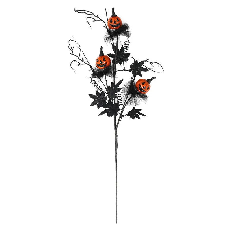 Halloween Decorations Black Horror Pumpkin Twig Cutting Bouquet - Velora