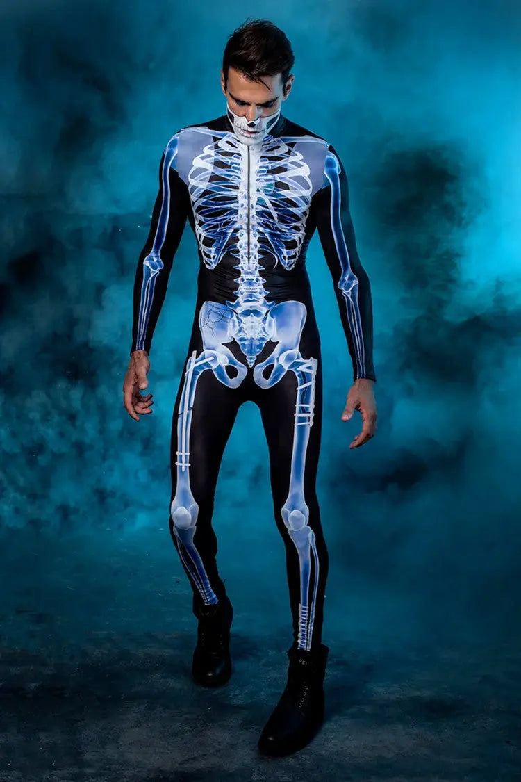 Halloween Long Sleeve Tights See-through Skeleton 3D Printed One-piece EX-STOCK Canada