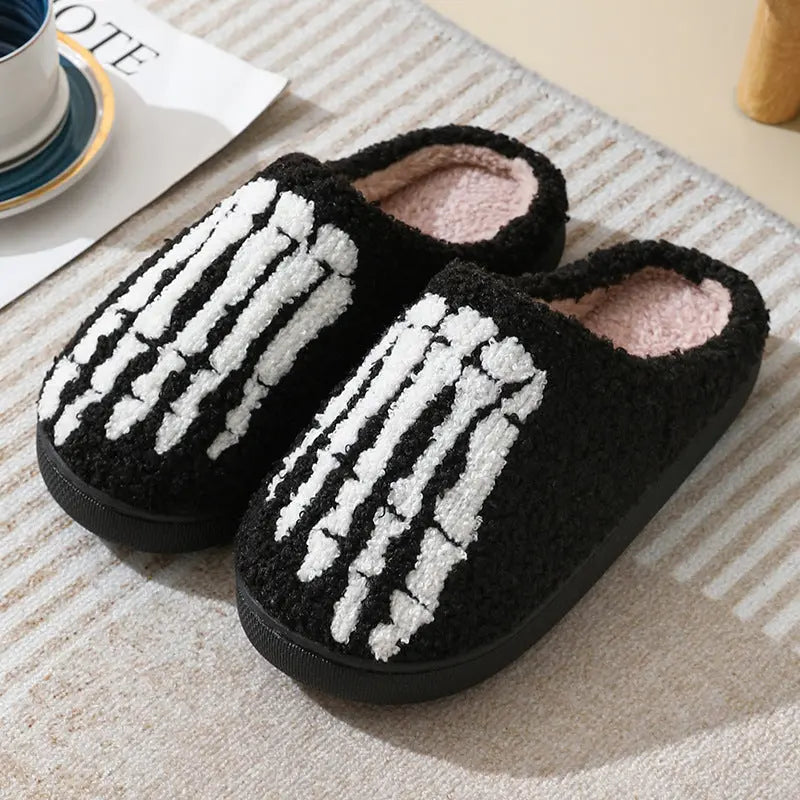 Halloween Skull Cartoon Print Slippers Warm Winter Slippers For Men Women Couple Home Shoes Indoor Cotton Slippers EX-STOCK Canada