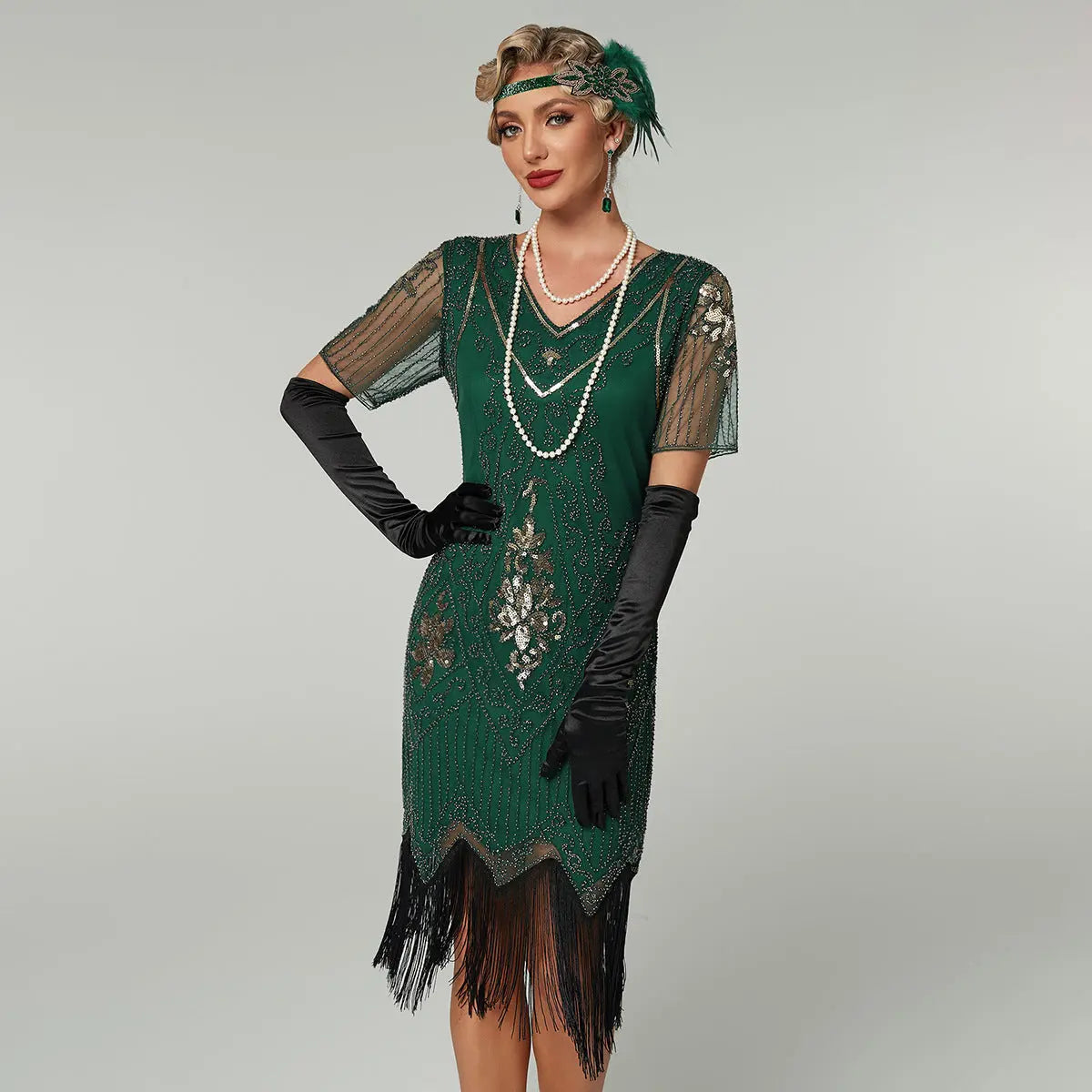 Handmade Embroidery Beads Sequin Tassel Fringed Dress