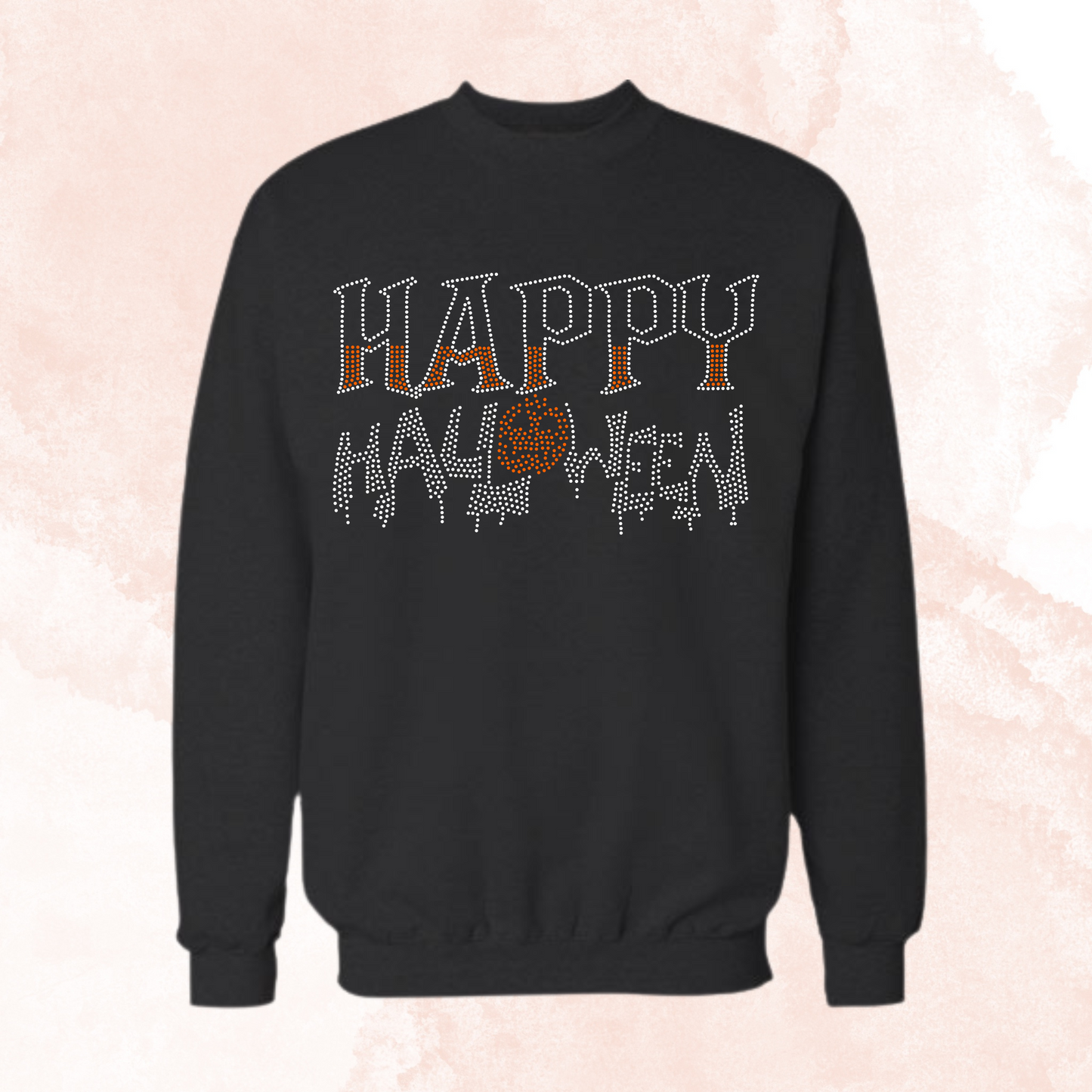 Happy Halloween Pumpkin Rhinestone Shirt – Spooky Sparkle Bling Tee | Blingdazzel