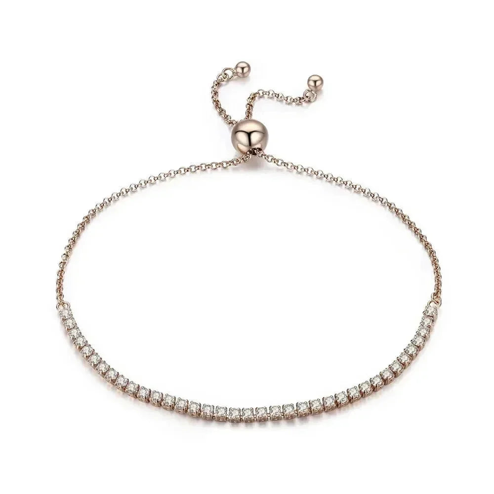 14K Gold Plated Cz Tennis Bracelet | Adjustable 925 Sterling Silver Slider Bracelet For Women | Wedding Jewelry Gift - Velora